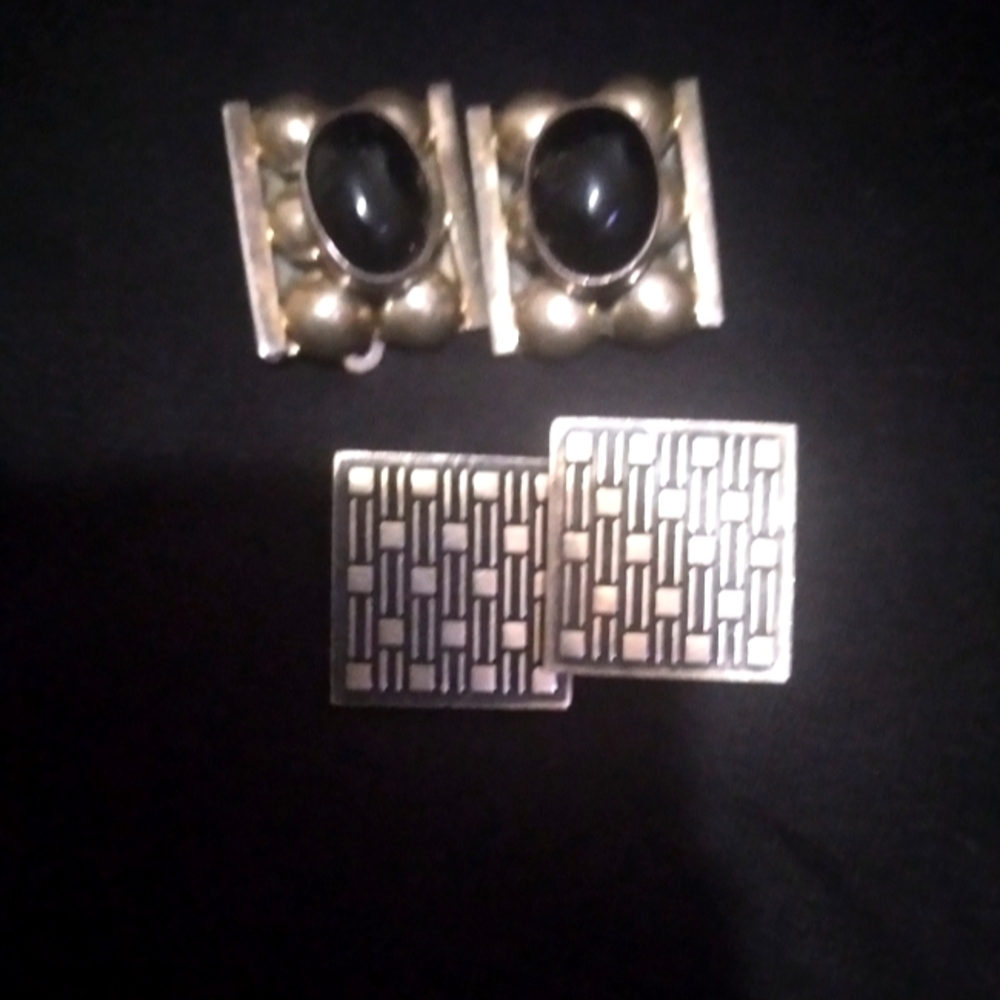 Vintage 925 Mexican Silver Clip-on Earrings - 3 Pair .